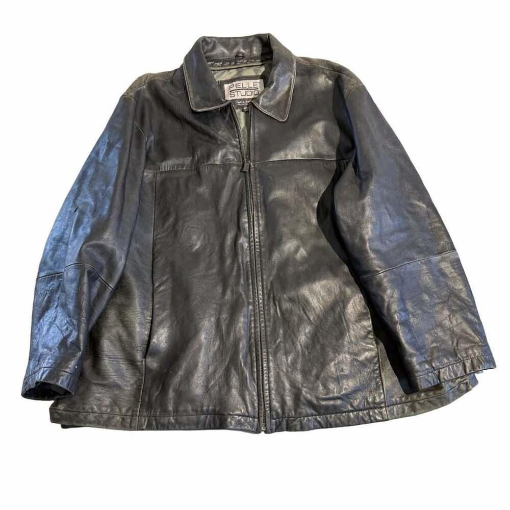 Pelle Studio Leather Jacket Size 2X Black Zip Up Coat